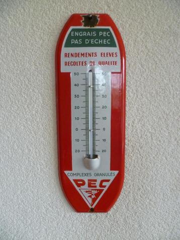 EMAILLE DEUR POSTJE THERMOMETER"PEC"UIT JAREN 50