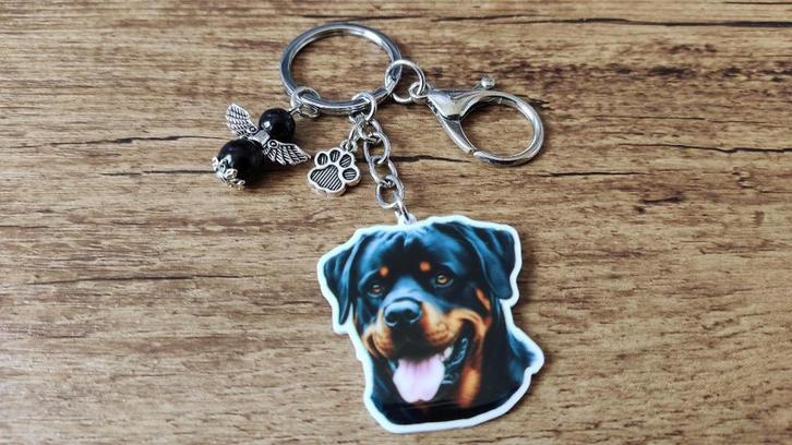 Sleutelhanger Rottweiler groot met beschermengeltje, Dieren en Toebehoren, Honden-accessoires, Nieuw, Verzenden