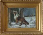 MOERENHIUT / HOND IN SNEEUW / OLIEVERF / 58x70cm KADER SIG, Enlèvement ou Envoi