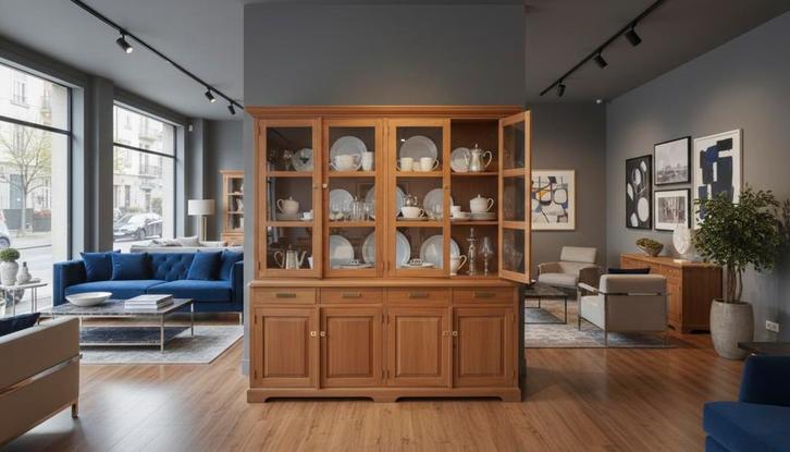 Armoire de buffet en teck, vitrine, armoire murale., Maison & Meubles, Armoires | Armoires murales, Neuf, 150 à 200 cm, 150 à 200 cm