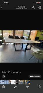 Grote eettafel 275x90. Fineer hout met ijzeren onderstel, Huis en Inrichting, Tafels | Eettafels, Ophalen, Overige materialen