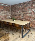 Tafel van hout en staal, Huis en Inrichting, Tafels | Eettafels, Ophalen, 100 tot 150 cm, 200 cm of meer, Vijf personen of meer