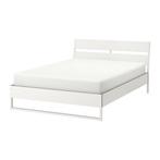 Bed + lattenbodems, Huis en Inrichting, Ophalen, Wit, Tweepersoons, Zo goed als nieuw