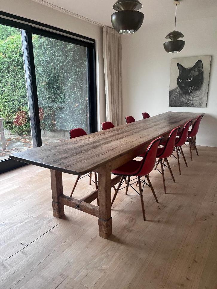 Kloostertafel XXL van 4m23, Huis en Inrichting, Tafels | Eettafels, Gebruikt, 50 tot 100 cm, 200 cm of meer, Vijf personen of meer