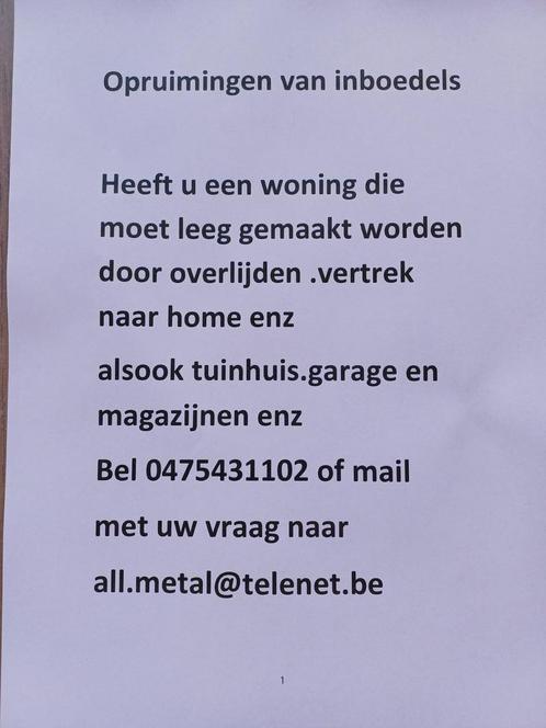 Leeg maken van woningen, Huis en Inrichting, Complete inboedels, Ophalen