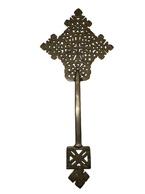Croix de Bénédiction Copte Éthiopienne en Laiton Circa 1920, Antiquités & Art, Antiquités | Objets religieux, Enlèvement ou Envoi