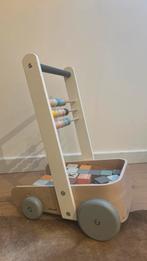 JANOD loopwagentje + 20 letterblokjes, Kinderen en Baby's, Speelgoed | Houten speelgoed, Ophalen, Zo goed als nieuw