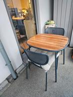 blauw/zwarte opvouwbare buitentafel met twee stoelen, Tuin en Terras, Ophalen
