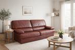 Canape - divan - sofa cuire bordeau cognac, Maison & Meubles, Enlèvement, Comme neuf
