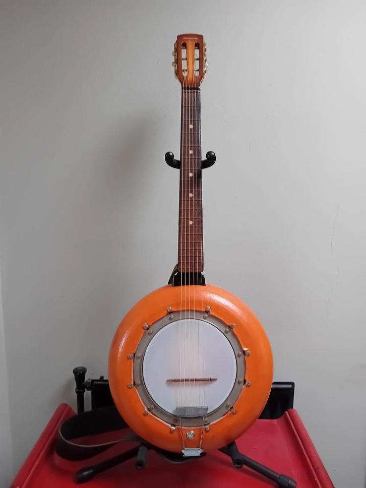 kaasbanjo cigarbox guitar, Muziek en Instrumenten, Snaarinstrumenten | Gitaren | Akoestisch, Gebruikt, Overige typen, Ophalen of Verzenden