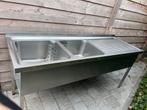 Dubbele wasbak met druiprek, Jardin & Terrasse, Serres, Enlèvement, Comme neuf, Acier
