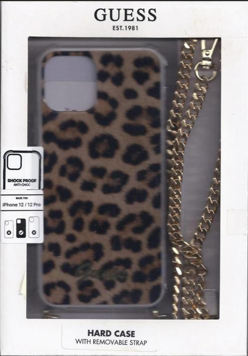 Guess iPhone 12/12 Pro Hoes Luipaardpatroon en Schouderriem, Telecommunicatie, Mobiele telefoons | Hoesjes en Screenprotectors | Apple iPhone