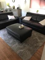 Lederen salon, Huis en Inrichting, Zetels | Zetels, Ophalen, Gebruikt, Leer, Rechte bank