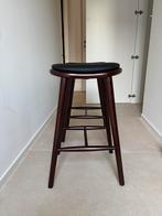 4 barkrukken hout - leren zit, Neuf, Avec repose-pieds, 4 tabourets, Enlèvement