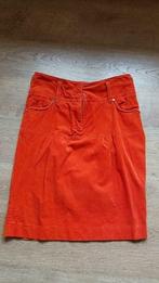 oranje velours rok van Hampton Bays maat 36 of smal, Oranje, Ophalen of Verzenden, Zo goed als nieuw, Knielengte
