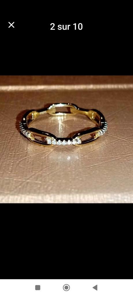 Prachtige sterling zilveren ring met moissaniet en certifica, Handtassen en Accessoires, Ringen, Nieuw, Dame, 18 tot 19, Geel