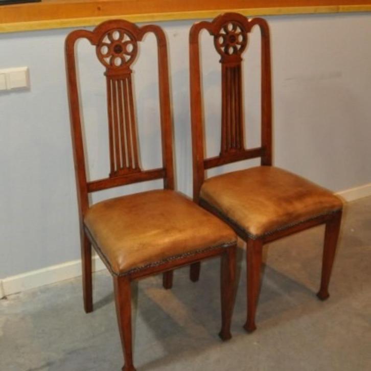 Art Deco schapenleren stoelen 2 stuks, Antiek en Kunst, Antiek | Meubels | Stoelen en Sofa's, Ophalen of Verzenden