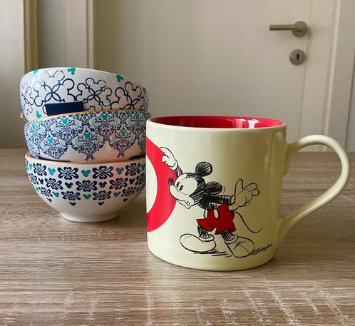 Vaisselle Disney Mickey Mouse - mug (2€) / 3 bols (5€), Verzamelen, Disney, Zo goed als nieuw, Mickey Mouse, Ophalen of Verzenden
