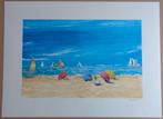 SERGE DESNOYERS / STRANDZICHT / KLEURLITHO / 56x76cm / SIG, Enlèvement ou Envoi