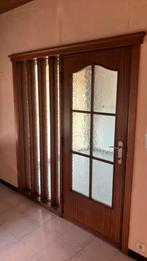 Oude eiken deur met glaswerk, Gebruikt, Ophalen of Verzenden, Glas, 120 cm of meer