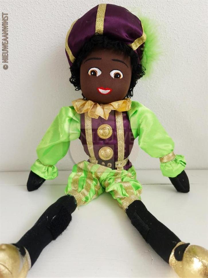 Authentieke etalage zwarte Piet pop - 45cm, groen/paars, Diversen, Sinterklaas, Verzenden