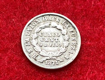 Zeldzame zilveren munt van 5 Centavos uit 1871 beschikbaar voor biedingen