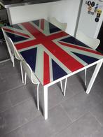 Tafel + 4 stoelen, Ophalen, Gebruikt, Rechthoekig, Glas