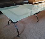 Salontafel in smeedijzer onderstel, glazen blad, Huis en Inrichting, Ophalen, Zo goed als nieuw, Glas