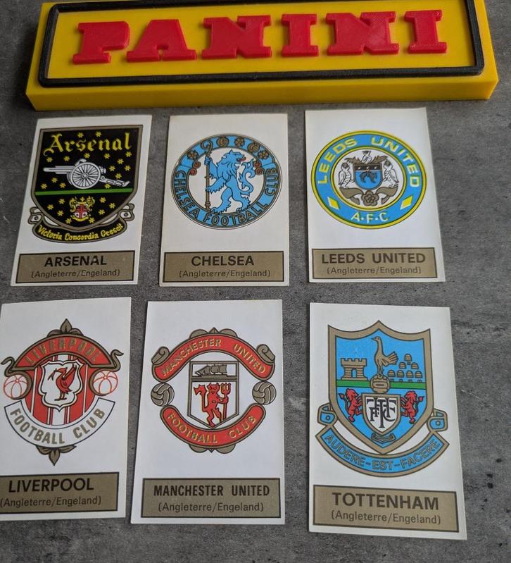 PANINI FOOTBALL 1972/73 ENGELAND badges 6X STICKERS 1972, Hobby en Vrije tijd, Stickers en Plaatjes, Zo goed als nieuw, Verzenden