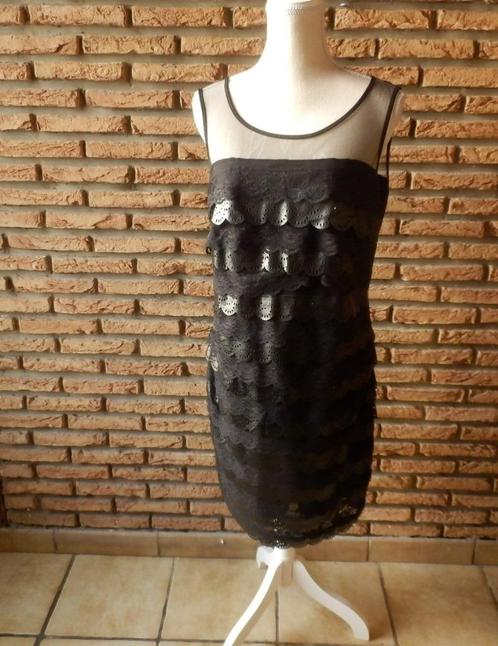 (91)- robe femme t. 42 noire - amy vermont -, Kleding | Dames, Jurken, Zo goed als nieuw, Maat 42/44 (L), Zwart, Knielengte, Ophalen of Verzenden