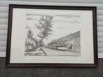 Lithographie village de melle signe, Ophalen of Verzenden