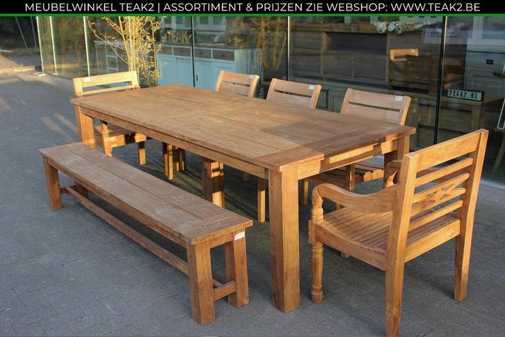 Nieuwe teak tuinmeubelen - teak tuintafel en meer bij TEAK2, Tuin en Terras, Tuintafels, Nieuw, Teakhout, Ophalen of Verzenden