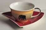 Belle tasse avec sous-tasse vintage Cha Cult (peint main), Ophalen of Verzenden