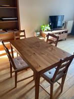 Tafel met 4 stoelen in grenenhout, Huis en Inrichting, Tafels | Eettafels, Ophalen, Gebruikt, 100 tot 150 cm, 50 tot 100 cm