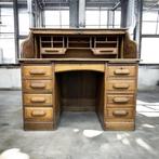 Vintage Amerikaans Rolluikbureau in massief eik/retro bureau, Ophalen of Verzenden, Huis en Inrichting