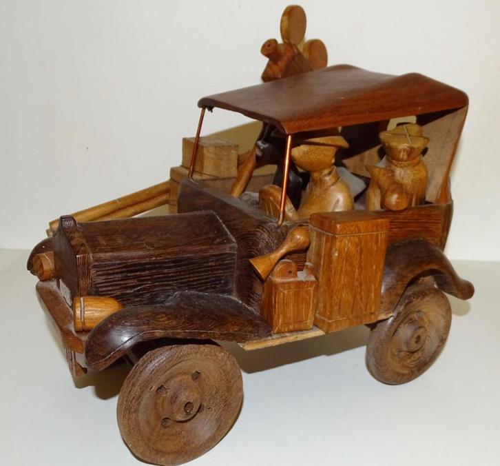 Tintin au Congo Jeep en bois, Collections, Personnages de BD, Comme neuf, Statue ou Figurine, Tintin, Enlèvement