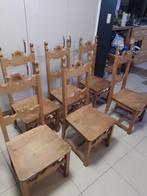 6 massief eiken stoelen, Vijf, Zes of meer stoelen, Gebruikt, Ophalen of Verzenden, Bruin