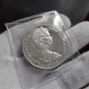 Zeldzaam! Munt / One Dollar / New Zealand / 1974 /Zilver 925 beschikbaar voor biedingen