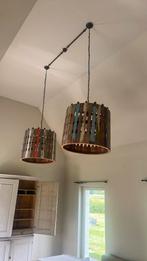 Houten vintage lampen hanglamp, Huis en Inrichting, Lampen | Kroonluchters, Ophalen, Zo goed als nieuw