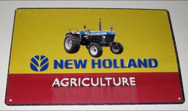 NEW HOLLAND TRACTOR : Metalen Bord New Holland Agriculture, Collections, Marques & Objets publicitaires, Neuf, Panneau publicitaire
