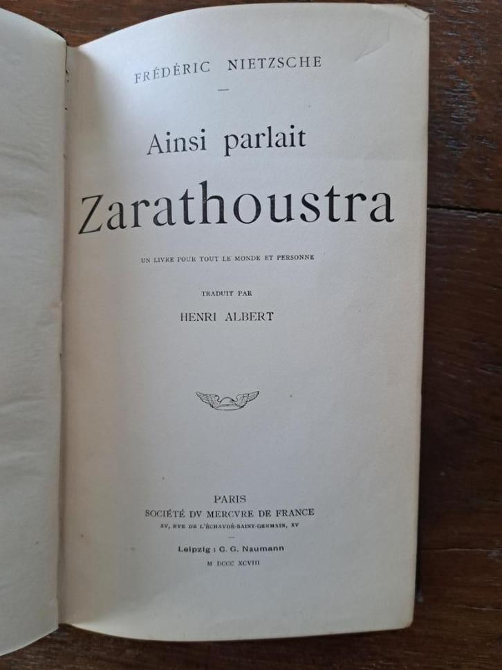 Oud boek 1898 Zo sprak Zarathustra, Boeken, Literatuur, Ophalen of Verzenden