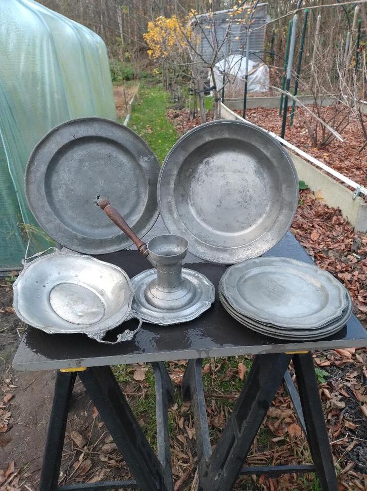 tinnen borden en schotel, Antiek en Kunst, Antiek | Tin, Ophalen