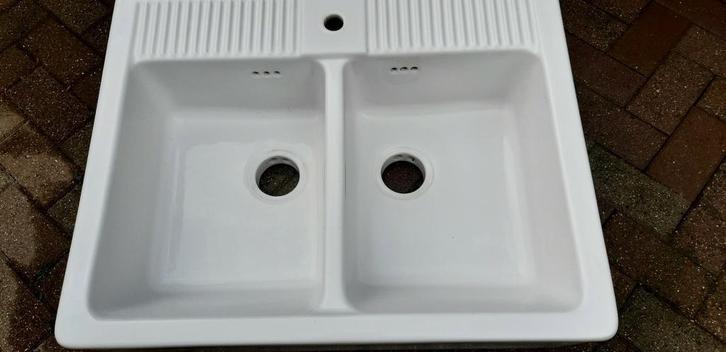 Grote dubbele porseleinen spoelbak, Huis en Inrichting, Keuken | Keukenelementen, Zo goed als nieuw, Ophalen