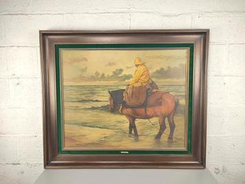 André de Man - groot schilderij paardenvisser beschikbaar voor biedingen