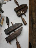 2 anciennes pinces de serrage spéciales en bois avec vis dou, Enlèvement ou Envoi