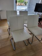 4 Chaises en cuir blanc impeccable, Zo goed als nieuw, Ophalen