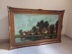 Oud schilderij met boerderij landschap, Antiek en Kunst, Kunst | Schilderijen | Klassiek, Ophalen