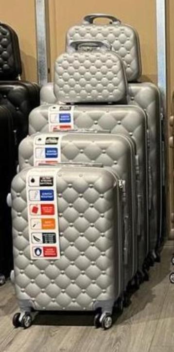 set van 6 grijze valiezen Nieuw in de verpakking