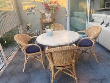 Chaises en osier avec table assortie, Chaise, Salons de jardin, Comme neuf, Autres matériaux