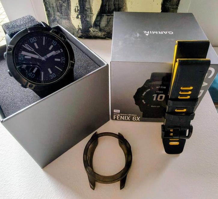 Garmin Fenix 6x Pro, Handtassen en Accessoires, Sporthorloges, Zo goed als nieuw, Zwart, Afstand, Calorieverbanding, Conditie